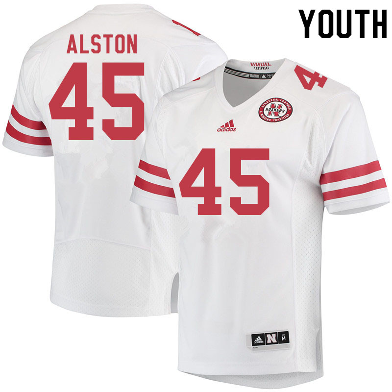 Youth #45 David Alston Nebraska Cornhuskers College Football Jerseys Sale-White - Click Image to Close